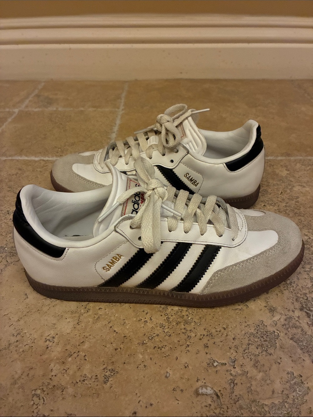 adidas Samba White with Black Stripes and Gum Sole in Great Condition
